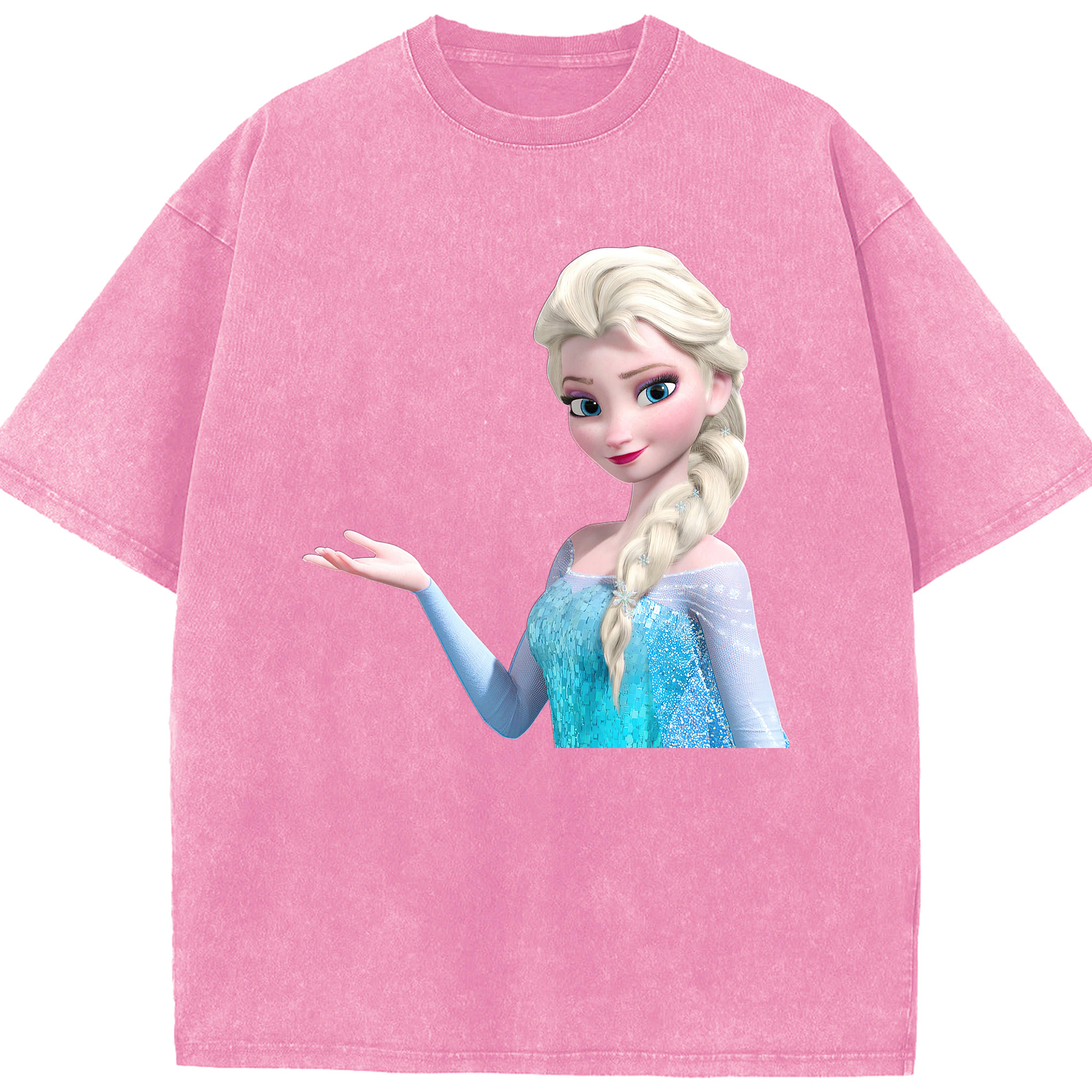 （画像用） アナと雪の女王 アンナ エルサ Frozen Anna Elsa 綿100% ヴィンテージ風 半袖Tシャツ（フロントプリント）